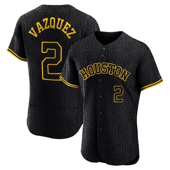 Authentic Houston Astros Christian Vazquez Snake Skin City Jersey - Black