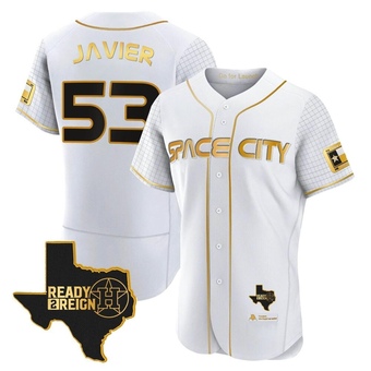 Authentic Houston Astros Cristian Javier 2023 Space City Ready 2 Reign Flex Base White/ Jersey - Gold