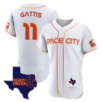 Authentic Houston Astros Evan Gattis 2023 Space City Ready 2 Reign Flex Base Jersey - White