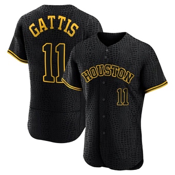 Authentic Houston Astros Evan Gattis Snake Skin City Jersey - Black