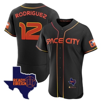 Authentic Houston Astros Ivan Rodriguez 2023 Space City Ready 2 Reign Flex Base Jersey - Black