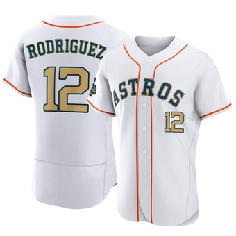 Authentic Houston Astros Ivan Rodriguez White 2023 Collection Jersey - Gold