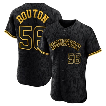 Authentic Houston Astros Jim Bouton Snake Skin City Jersey - Black