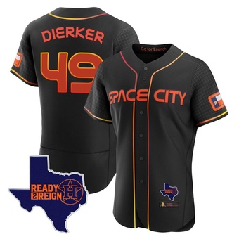 Authentic Houston Astros Larry Dierker 2023 Space City Ready 2 Reign Flex Base Jersey - Black