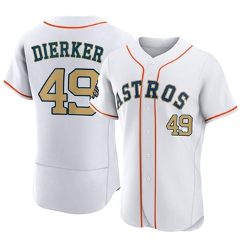 Authentic Houston Astros Larry Dierker White 2023 Collection Jersey - Gold