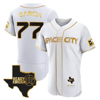 Authentic Houston Astros Luis Garcia 2023 Space City Ready 2 Reign Flex Base White/ Jersey - Gold
