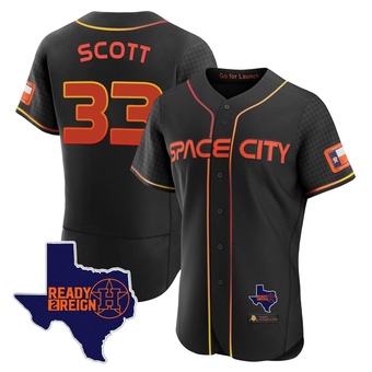 Authentic Houston Astros Mike Scott 2023 Space City Ready 2 Reign Flex Base Jersey - Black