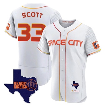 Authentic Houston Astros Mike Scott 2023 Space City Ready 2 Reign Flex Base Jersey - White