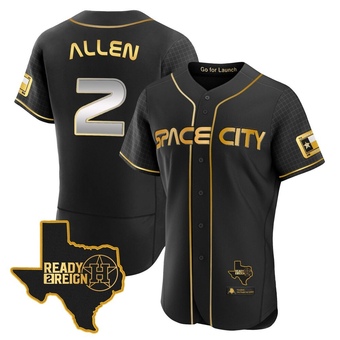 Authentic Houston Astros Nick Allen 2023 Space City Ready 2 Reign Flex Base Jersey - Black/Gold
