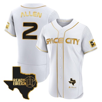 Authentic Houston Astros Nick Allen 2023 Space City Ready 2 Reign Flex Base White/ Jersey - Gold