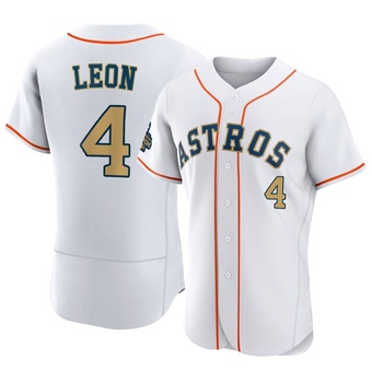 Authentic Houston Astros Pedro Leon White 2023 Collection Jersey - Gold