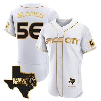 Authentic Houston Astros Ronel Blanco 2023 Space City Ready 2 Reign Flex Base White/ Jersey - Gold