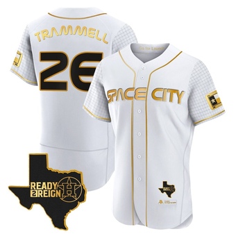 Authentic Houston Astros Taylor Trammell 2023 Space City Ready 2 Reign Flex Base White/ Jersey - Gold