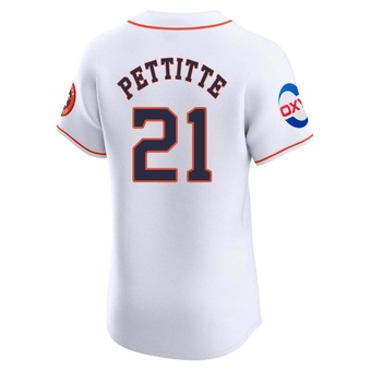 Elite Houston Astros Andy Pettitte Home Patch Jersey - White