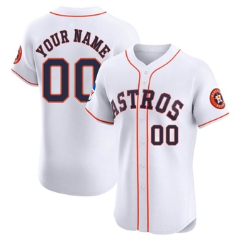 Elite Houston Astros Custom Home Patch Jersey - White