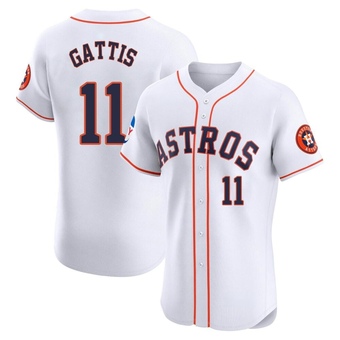 Elite Houston Astros Evan Gattis Home Patch Jersey - White