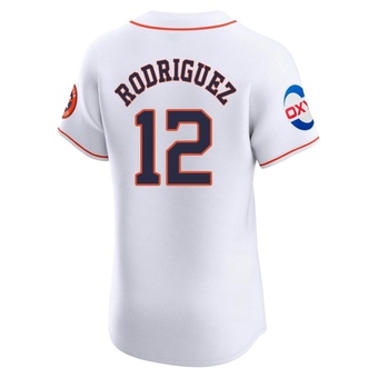 Elite Houston Astros Ivan Rodriguez Home Patch Jersey - White