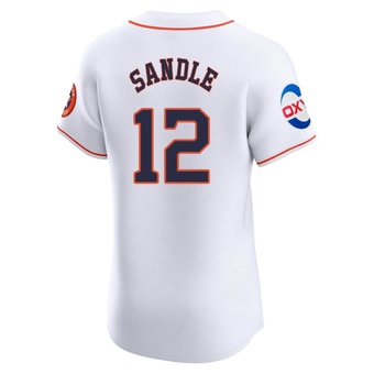 Elite Houston Astros Michael Sandle Home Patch Jersey - White