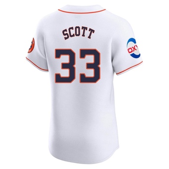 Elite Houston Astros Mike Scott Home Patch Jersey - White