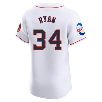 Elite Houston Astros Nolan Ryan Home Patch Jersey - White
