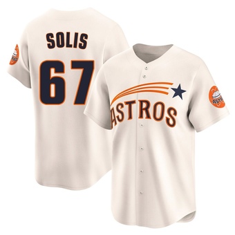 Limited Houston Astros Jairo Solis Throwback Cooperstown Collection Jersey - Cream