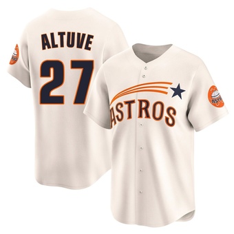 Limited Houston Astros Jose Altuve Throwback Cooperstown Collection Jersey - Cream