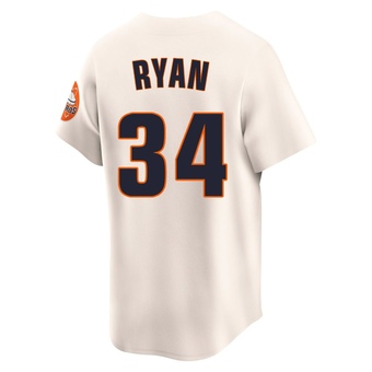 Limited Houston Astros Nolan Ryan Throwback Cooperstown Collection Jersey - Cream