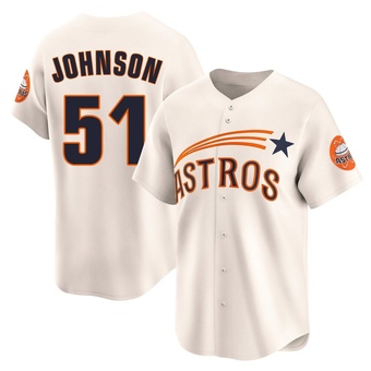 Limited Houston Astros Randy Johnson Throwback Cooperstown Collection Jersey - Cream