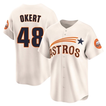 Limited Houston Astros Steven Okert Throwback Cooperstown Collection Jersey - Cream