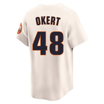 Limited Houston Astros Steven Okert Throwback Cooperstown Collection Jersey - Cream