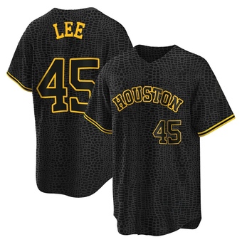 Replica Houston Astros Carlos Lee Snake Skin City Jersey - Black