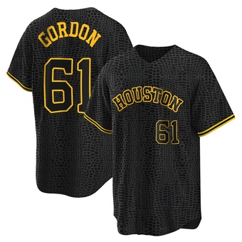 Replica Houston Astros Colton Gordon Snake Skin City Jersey - Black