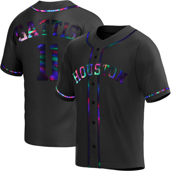 Replica Houston Astros Evan Gattis Alternate Jersey - Black Holographic