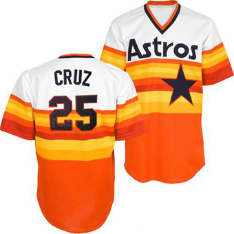 Replica Houston Astros Jose Cruz Jr. Mitchell and Ness White/ Throwback Jersey - Orange
