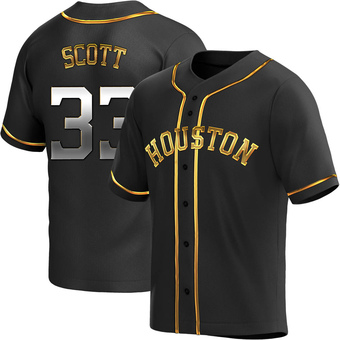 Replica Houston Astros Mike Scott Alternate Jersey - Black Golden