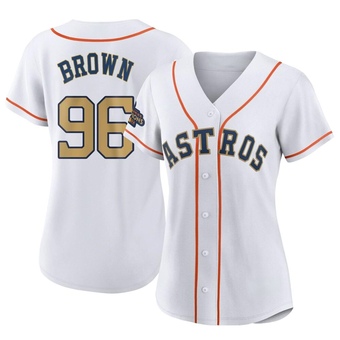 Women's Authentic Houston Astros Aaron Brown White 2023 Collection Jersey - Gold