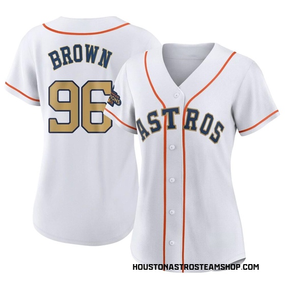 Women's Authentic Houston Astros Aaron Brown White 2023 Collection Jersey - Gold