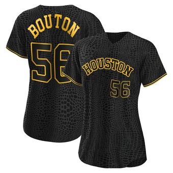 Women's Authentic Houston Astros Jim Bouton Snake Skin City Jersey - Black