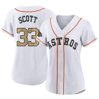 Women's Authentic Houston Astros Mike Scott White 2023 Collection Jersey - Gold