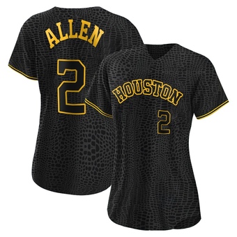 Women's Authentic Houston Astros Nick Allen Snake Skin City Jersey - Black