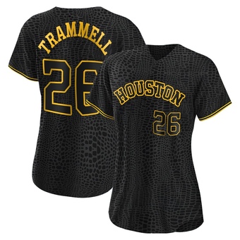 Women's Authentic Houston Astros Taylor Trammell Snake Skin City Jersey - Black