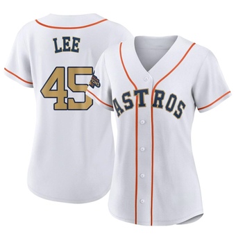 Women's Replica Houston Astros Carlos Lee White 2023 Collection Jersey - Gold
