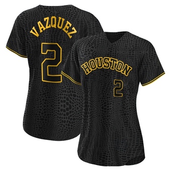 Women's Replica Houston Astros Christian Vazquez Snake Skin City Jersey - Black