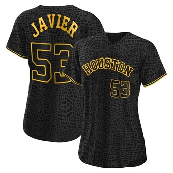 Women's Replica Houston Astros Cristian Javier Snake Skin City Jersey - Black