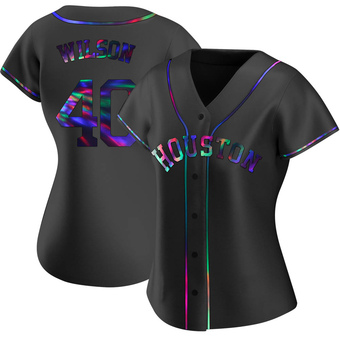 Women's Replica Houston Astros Don Wilson Alternate Jersey - Black Holographic