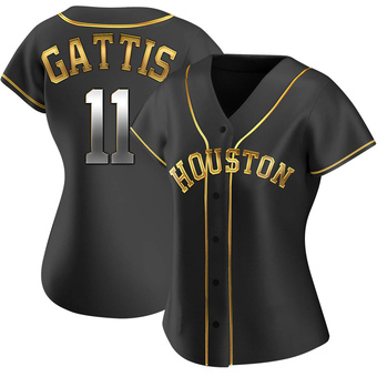Women's Replica Houston Astros Evan Gattis Alternate Jersey - Black Golden