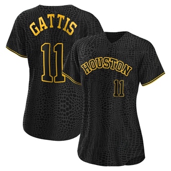 Women's Replica Houston Astros Evan Gattis Snake Skin City Jersey - Black