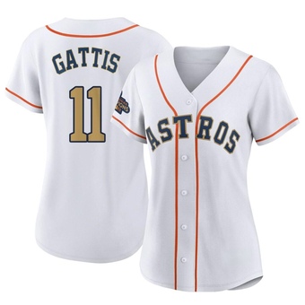 Women's Replica Houston Astros Evan Gattis White 2023 Collection Jersey - Gold