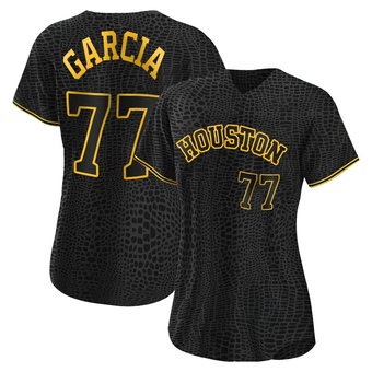 Women's Replica Houston Astros Luis Garcia Snake Skin City Jersey - Black