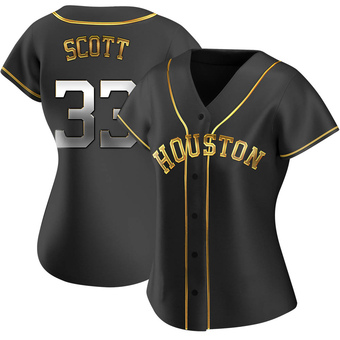Women's Replica Houston Astros Mike Scott Alternate Jersey - Black Golden